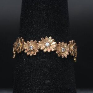 Pandora - Vintage 14k Rose Gold Plated CZ Daisy Crown Band - Size 6